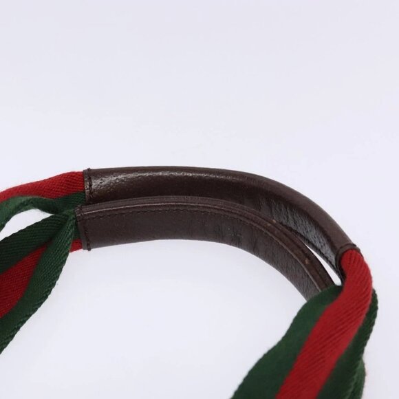 GUCCI GG Canvas Web Sherry Line Tote Bag Beige Red Green 131230 Auth ep10289 - Picture 9 of 16